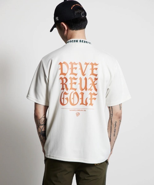 DEVEREUX GOLF tシャツ ジャガードロゴモックネックショートスリーブT