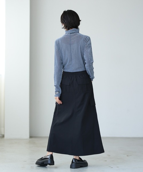 ゴアロングスカート ファスナー marai ロングスカート レディース 春 夏 黒 スカート ロング ZIP