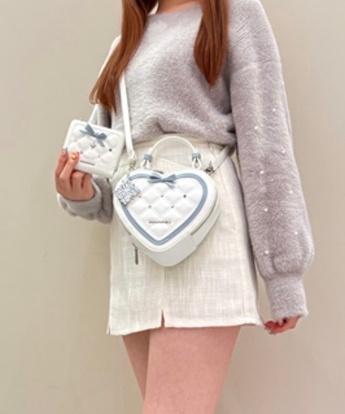 新品★未使用　【希少】メオンブルー　ハート型パッチ付きシルバーかごバッグ✨✨ サマンサベガ SAMANTHAVEGA 『アナと雪の女王』コレクション ハート型