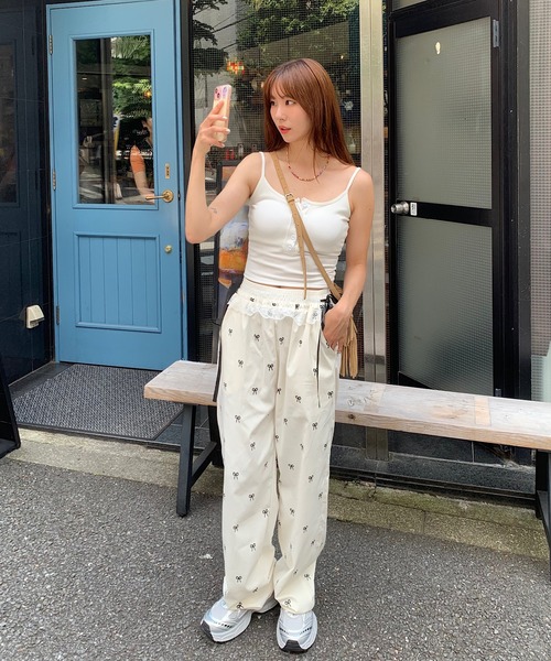 R.H. Vintageリブスウェットパンツジャガーパンツ花柄サイドリボン新品 R.H. Vintageリブスウェットパンツジャガーパンツ花柄サイド