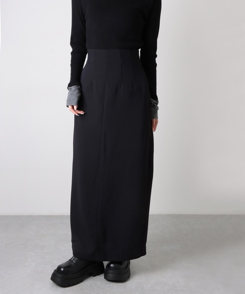 スカート I-line long narrow skirt /Iラインスリットロングナロー