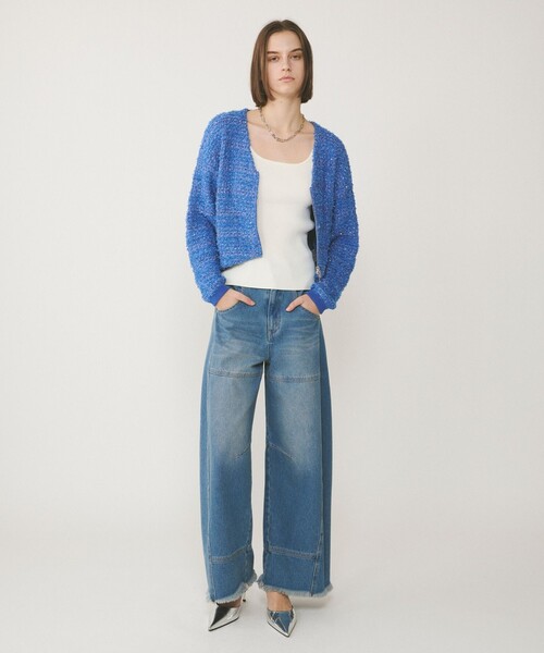 【美品】GRANCYディストラクションカーディガン　M GRANCY カーディガン 青 M grancy カーディガン ディストラクション