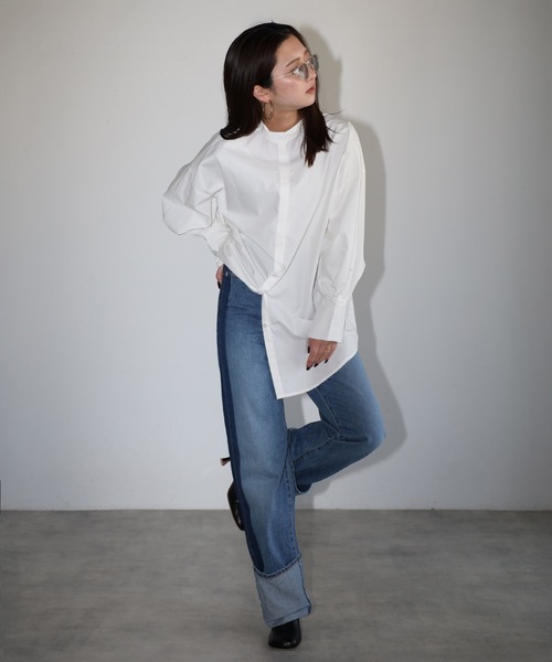 ブラウス シャツ neck design shirt / ネックデザインブロードシャツ レディース ENC ブラウス シャツ neck design shirt / ネックデザイン