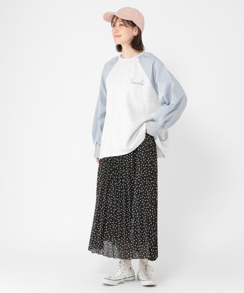 studio CLIP tシャツ 布帛切り替えラグランプルオーバー