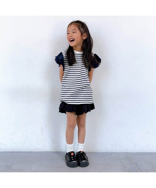 tシャツ 「ジュニア対応」ワッフルレース・フリル半袖Tシャツ キッズ 子供服 女の子 | apres les cours | 08