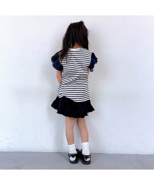tシャツ 「ジュニア対応」ワッフルレース・フリル半袖Tシャツ キッズ 子供服 女の子 | apres les cours | 09
