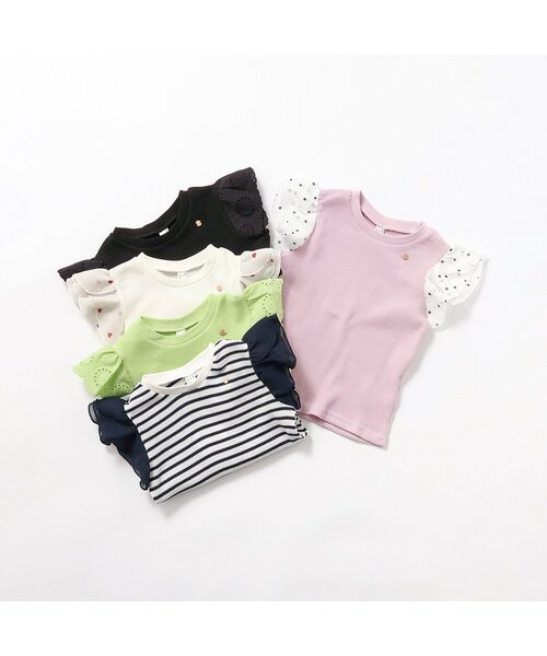 tシャツ 「ジュニア対応」ワッフルレース・フリル半袖Tシャツ キッズ 子供服 女の子 | apres les cours | 19