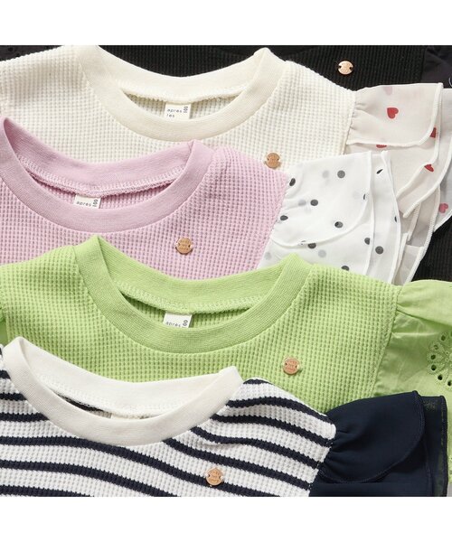 tシャツ 「ジュニア対応」ワッフルレース・フリル半袖Tシャツ キッズ 子供服 女の子 | apres les cours | 20