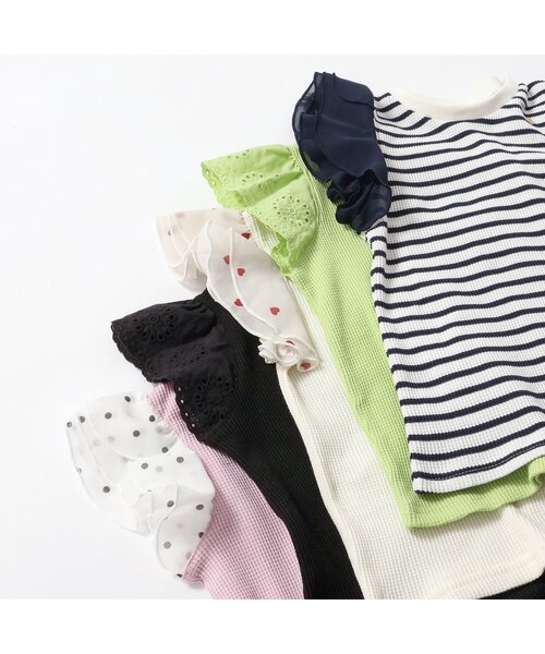 tシャツ 「ジュニア対応」ワッフルレース・フリル半袖Tシャツ キッズ 子供服 女の子 | apres les cours | 21