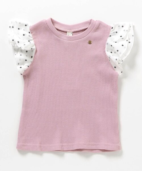 tシャツ 「ジュニア対応」ワッフルレース・フリル半袖Tシャツ キッズ 子供服 女の子 | apres les cours | 24