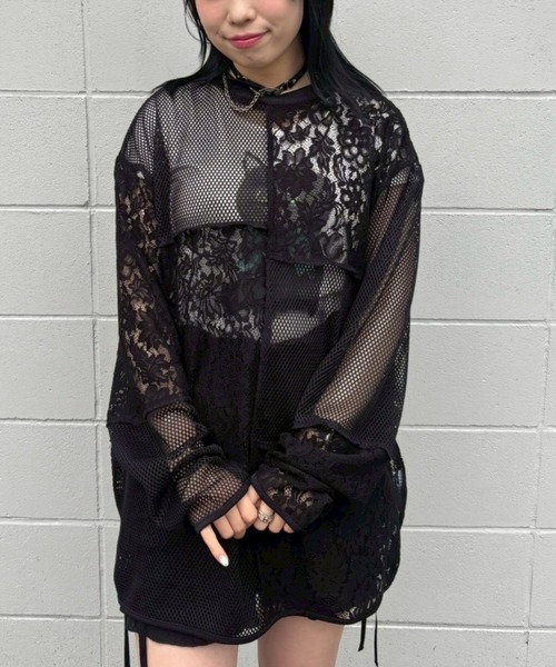 tシャツ LACY PATCH WORK トップス レディース Candy Stripper tシャツ LACY PATCH WORK トップス レディース