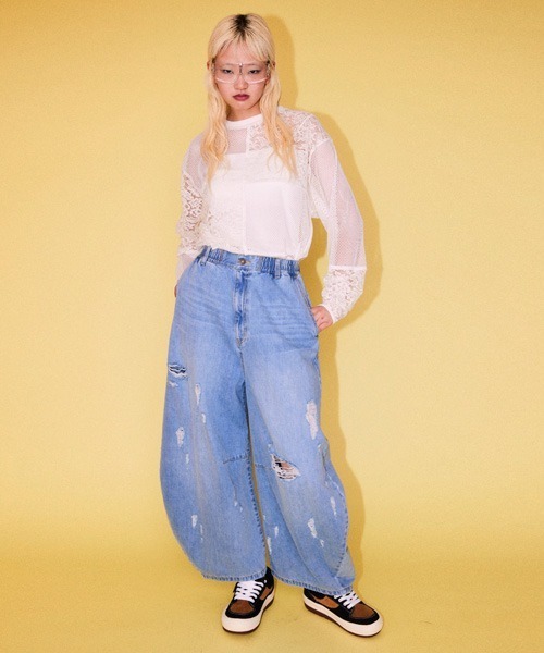 tシャツ LACY PATCH WORK トップス レディース Candy Stripper tシャツ LACY PATCH WORK トップス レディース