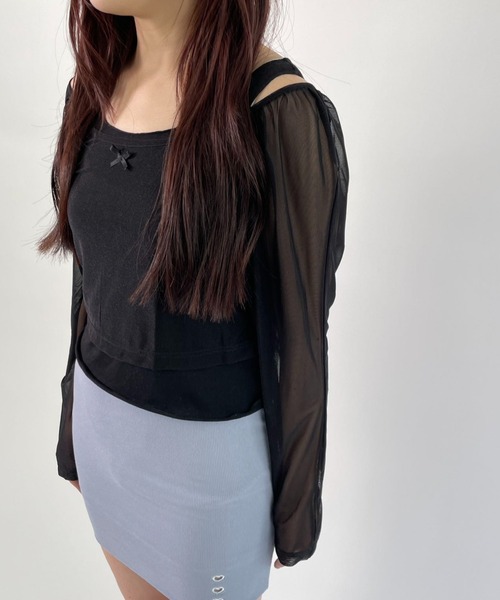 アンサンブル RIBBON TULLE TOPS/リボンチュールトップス hugi アンサンブル RIBBON TULLE TOPS/リボンチュールトップス