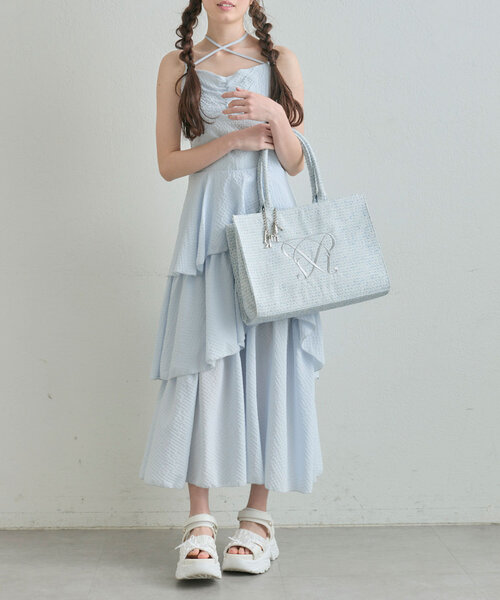 olive des olive ランダムティアードキャミワンピース オフホワイト OLIVE des ワンピース ランダムティアードキャミワンピース