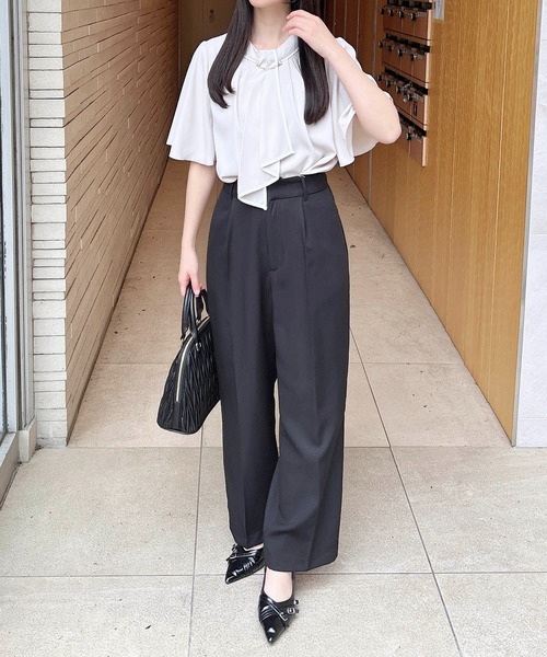 INGNI（イング） ブラウス シャツ パールピン付トロミボウタイフレア