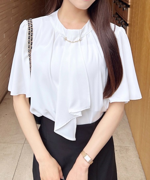 INGNI（イング） ブラウス シャツ パールピン付トロミボウタイフレア 