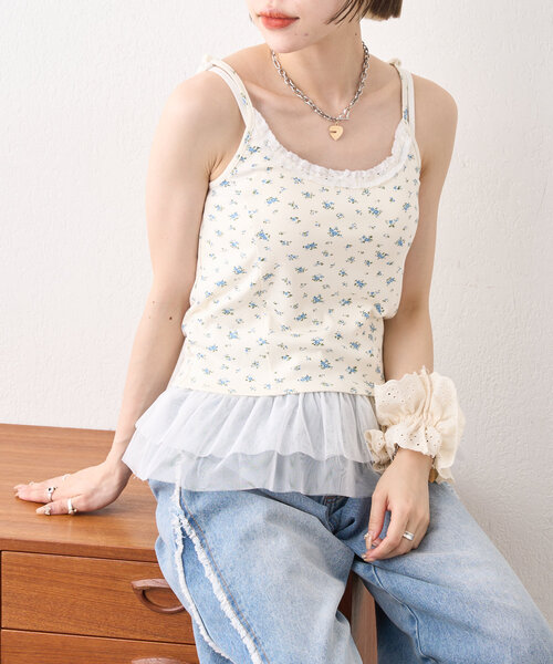 w closet（ダブルクローゼット） キャミソール 小花レースキャミ