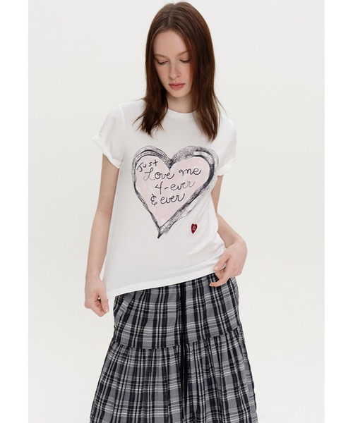 tシャツ ハートレタリングプリント ロゴステッチ 半袖Tシャツ FX25S234「Fano Studios」「2025SS」 レディース メンズ