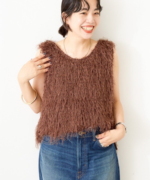 美品！2wayガーリーベスト　アイボリー SALE】2WAYレイヤードニットベスト/3カラー