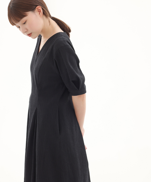 IENA イエナ B. サッカーVネックワンピース 黒 新品 みーさん 追加》B. サッカーVネックワンピース（ワンピース）｜IENA