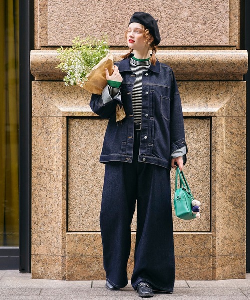 新品vinデニムジャケット＋コクーンデニムパンツ ダークネイビー2点セット 新品vinデニムジャケット＋コクーンデニムパンツ ダークネイビー2点