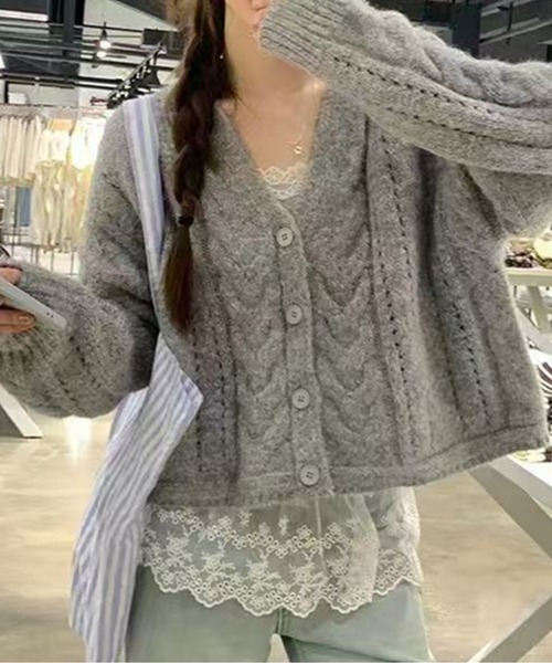 カーディガン ケーブル編みカーディガン レディース : ZOZOTOWN Yahoo