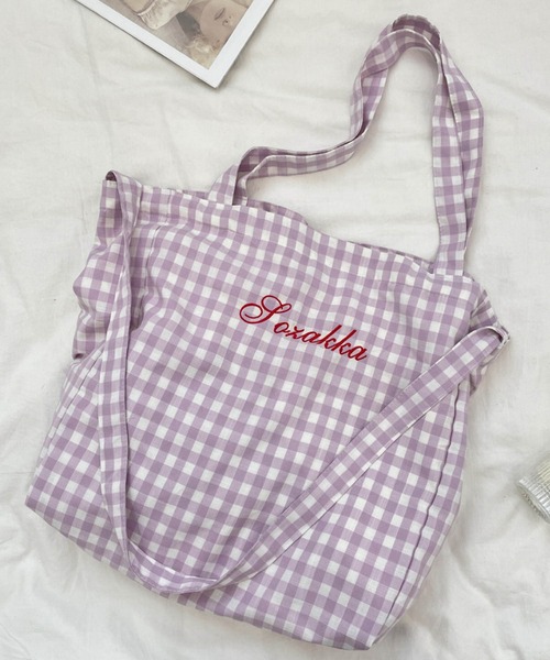 Mignonjour トートバッグ FReePLACe/大容量 チェック柄トートバッグ