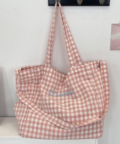Mignonjour トートバッグ FReePLACe/大容量 チェック柄トートバッグ