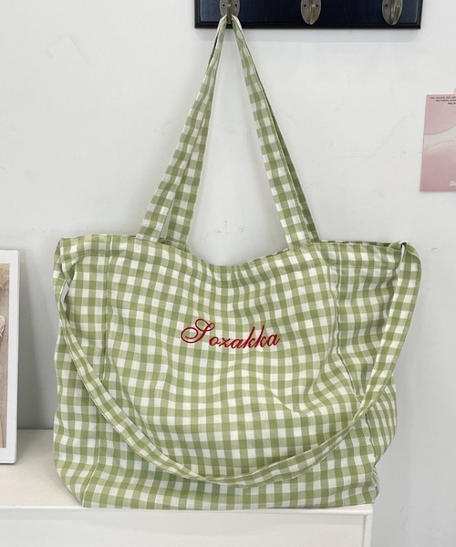 Mignonjour トートバッグ FReePLACe/大容量 チェック柄トートバッグ