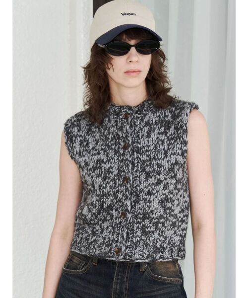 ベスト ジレ 「VEQUM」HAND MIX KNIT VEST レディース