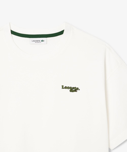 tシャツ ネーム＆ワニロゴパッチクロップド半袖Tシャツ レディースの画像
