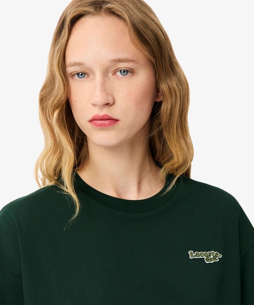 tシャツ ネーム＆ワニロゴパッチクロップド半袖Tシャツ レディースの画像