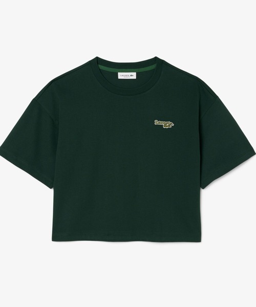 tシャツ ネーム＆ワニロゴパッチクロップド半袖Tシャツ レディースの画像