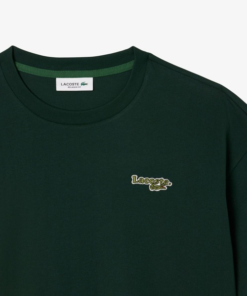 【タグ付き未使用品】【LACOSTE】刺繍ワニマーク　ストレッチクロップドデニム ネーム＆ワニロゴパッチクロップド半袖Tシャツ | LACOSTE