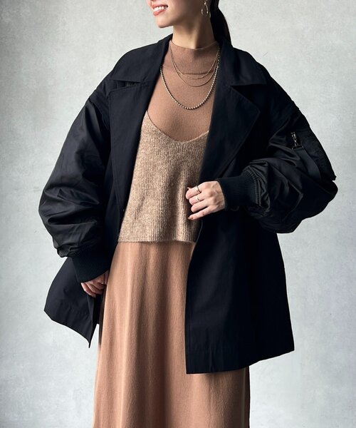 Chez toi（シェトワ） ma1 ma-1 MA-1スリーブ2WAYハーフコート