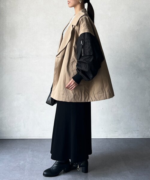 Chez toi（シェトワ） ma1 ma-1 MA-1スリーブ2WAYハーフコート