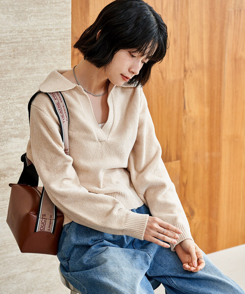 MIESROHE リボンモールスキッパーニット Fサイズ　WHTカラー FREAK'S STORE（フリークスストア） ニット セーター モール