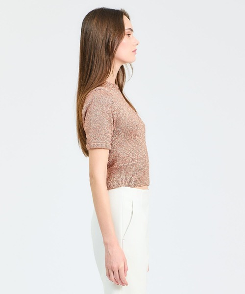 「ESTNATION」 半袖ニット FREE ゴールド レディース_画像2