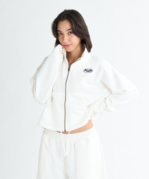 SLDO ホワイト スウェット ジッパーポケット付き ROXY（ロキシー） トレーナー スウェット PLANET RING ZIP/ロキシー