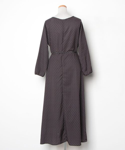 「flower」 ドット柄長袖ワンピース FREE ブラウン レディース_画像2