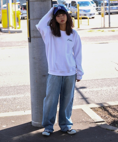 「FILA」 スウェットカットソー LARGE ホワイト レディース_画像6