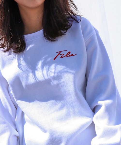 「FILA」 スウェットカットソー LARGE ホワイト レディース_画像7