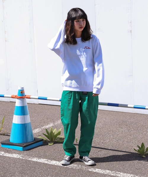 「FILA」 スウェットカットソー LARGE ホワイト レディース_画像8