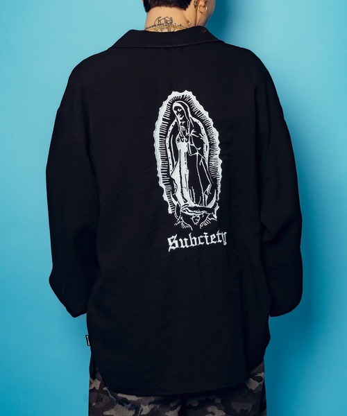 Subciety（サブサエティ） シャツ Embroidery Maria open collar shirt