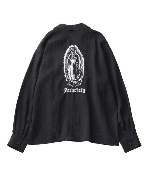 Subciety（サブサエティ） シャツ Embroidery Maria open collar shirt