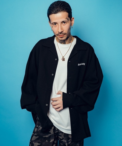 Subciety（サブサエティ） シャツ Embroidery Maria open collar shirt