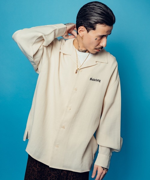 まるページ Subciety（サブサエティ） シャツ Embroidery Maria open collar shirt
