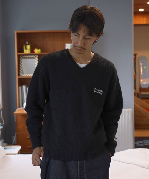 「FFEIN」 長袖ニット MEDIUM ブラック メンズ_画像3