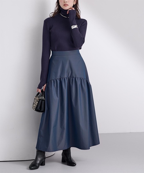 「ur's」 ロングスカート M ネイビー レディース_画像5