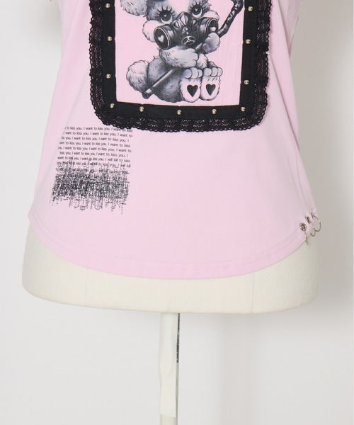 AVENCHUMU tシャツ ValentineBunny print lace frame t-shirt 